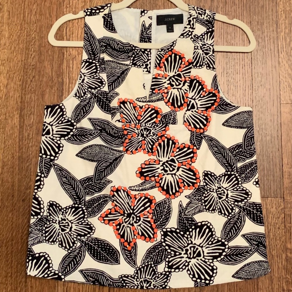 J. Crew Sleeveless Beeded Top